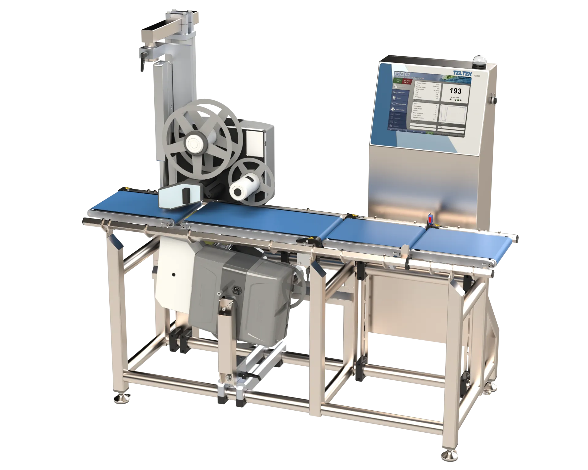 Teltek · Equipo combinado control de peso y etiquetado para optimizar la cadena de producción Teltek · Equipo combinado control de peso y etiquetado para optimizar la cadena de producción